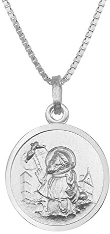 trendor Halskette mit Franziskus Anhänger Ø 16 mm 925 Silber zeitloses Schmuckstück für Damen und Herren, wunderschöne Geschenkidee, 41456-45 45 cm