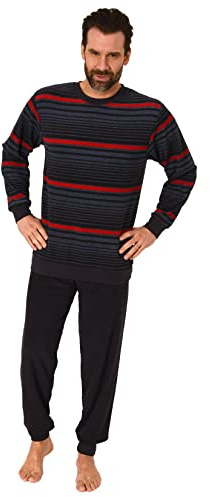 Normann Stylish Looking Men's Terry Pajamas Long Sleeve pj Set with Cuffs