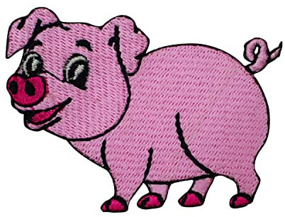 Niedlicher Schweinchen-Patch, Tier-Patch, Schweine-Patch, Cartoon-Aufnäher, Kinder-Patch, bestickt, zum Aufbügeln oder Aufnähen, Abzeichen für Kleidung usw., 7 x 5,5 cm