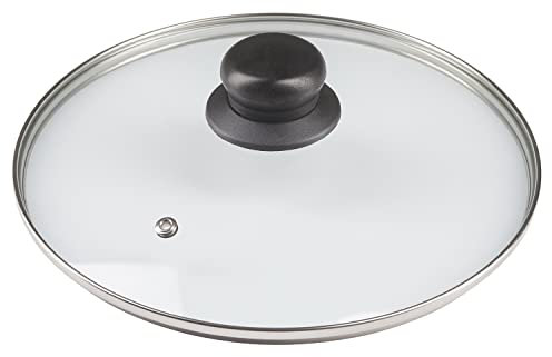 Pullmer Glasdeckel mit Dampfloch, als Pfannendeckel oder Topfdeckel, gehärtetes Glas und hitzebeständiger Griff, Universaldeckel, spülmaschinenfest (14 cm)