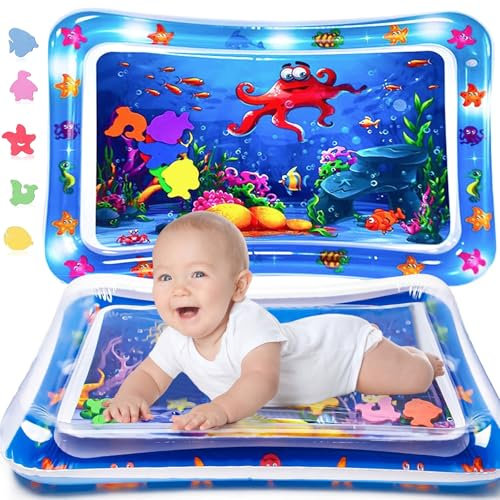 Wassermatte Baby, Baby Spielzeuge 3 6 9 Monate,Aufblasbare Bauchzeit Matte, BPA-frei,Aufblasbare Spielmatten,Spielmatte befüllbar mit Wasser,für Baby Sensorisches Entwicklung Ausbildung, 70 * 50cm