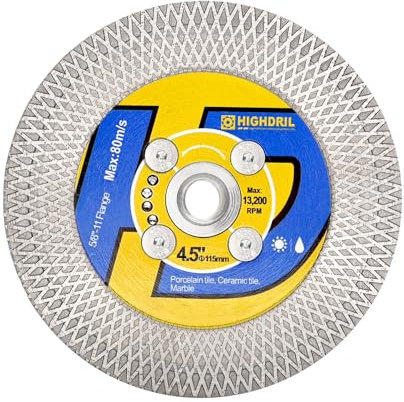HIGHDRIL Diamant Trennscheibe 115mm x M14 - Doppelseitige Verwendung Trenn- und Schruppscheiben für Keramik Porzellan Fliesen Marmor Künstlicher Stein Granit
