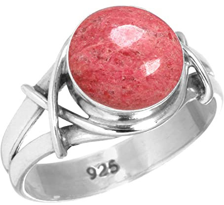 Jeweloporium 925 Sterling Silber Ringe für Frauen Größe 53(16.9) Rosa Echt Thulith Edelstein Jahrgang Silber Ringe Jubiläum - Geschenk Solitär Schmuck