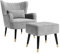 Vesgantti Velvet Armchair with Footstool and Lumbar Pillow, Modern Wing Back Accent Chair with Ottoman, Large Occasional Chair for Living Room Bedroom Study Room Office(Gray)