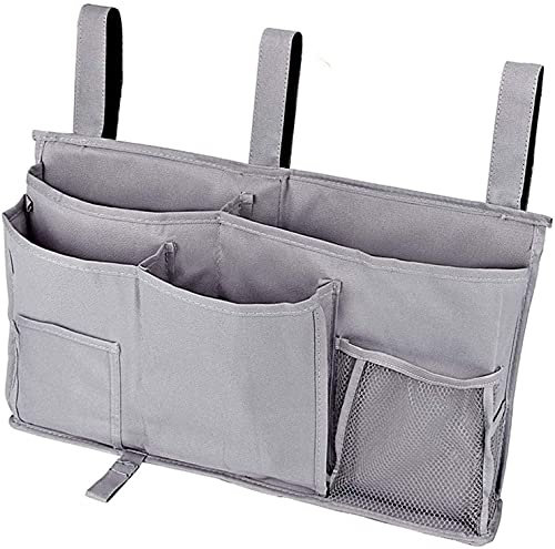 Busnos Betttasche Bett Caddy Organizer Tasche Etagenbett Grau Bettablage zum Einhängen Hängend Hochbett Zubehör Hängetasche Unter Kinder Hochbett Aufbewahrungstasche für Krankenhausbett Kinderbett