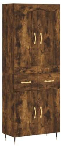 vidaXL Highboard, Sideboard mit viel Stauraum, Kommode Wohnzimmerschrank mit Türen Metallfüßen, Schrank Hochschrank Beistellschrank, Räuchereiche Holzwerkstoff