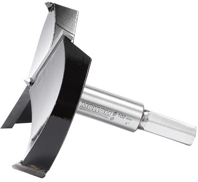 MOLLOM 4 (102mm) Forstner Drill Bit for Precise Woodworking with Durable YG8 Carbide Thickness of 2.0mm,This Hinge Cutter Tool is Ideal for Hard Wood, Plastic, Plywood