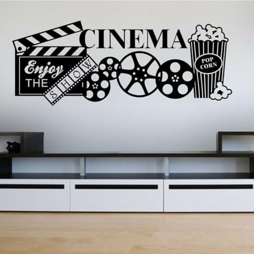 Kino-Vinyl-Wandaufkleber, Jugendliche-Kinderzimmer, Art-Deco-Motiv, Geschenk, Aufkleber, Tapete, Wandbild, Poster, 57 x 144 cm