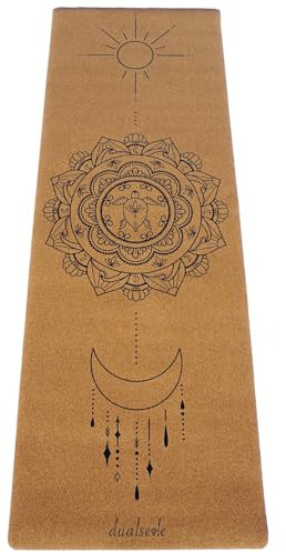 dualseele® Eco Yogamatte rutschfest aus Kork und Naturkautschuk mit Tragegurt (Black Turtle)