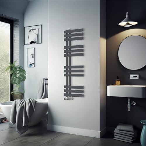Warmehaus Radiatore scaldasalviette piatto di design, 1200 x 450 mm, ideale per qualsiasi bagno e cucina, barre a forma di D