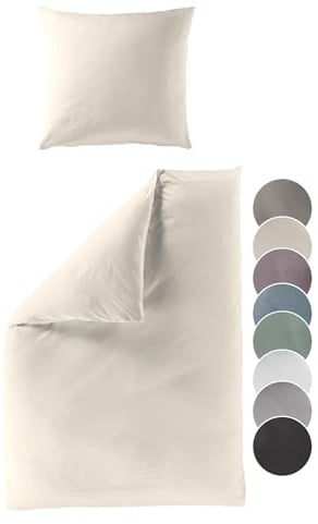 liebling Satin Bettwäsche Natur Beige, Bettzeug 135x200 cm, 2 teilig | 1 x Bettbezug 135 x 200 + 1 x Kissenbezug 80 x 80, 100% seidig weiche Baumwolle, 60 Grad waschbar, OEKO-TEX Made in Green