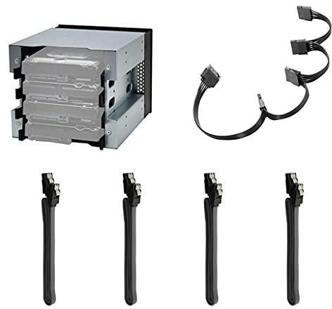 Fcnjsao 12,7 cm (5 Zoll) HDD Festplattenhalter Festplattenkäfig Adapter Rack Halterung Edelstahl Käfig 12,7 cm auf 4 Bay 8,9 cm Festplattenkäfig 3,5 Zoll