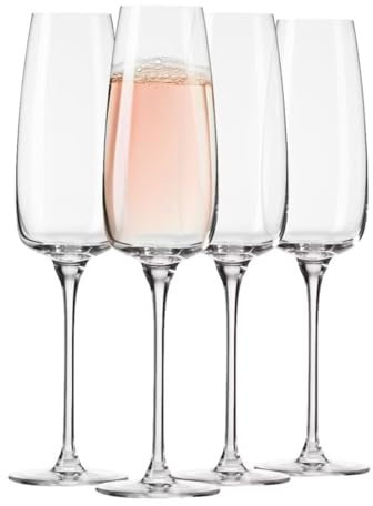 Krosno - Champagne Glasses Modern 4 x 250ml | Prosecco Glasses | Wedding Gift | Dishwasher | Crystalline Glass | Lead-Free Glass | Durable | Scratch-Resistant | Durable | Scratch-Resistant