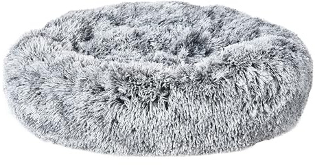 Dehner Lieblinge Kuschelbett Cookie, Hundebett/Katzenbett pflegeleicht, ca. Ø 76 cm, Höhe 17 cm, Größe L, Polyester, grau