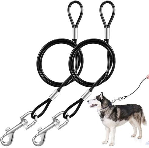Andibro Correa de Perro a Prueba de Masticación, Resistente, Cable de Metal Revestido, Extensor de Cuerda Sin Conexión