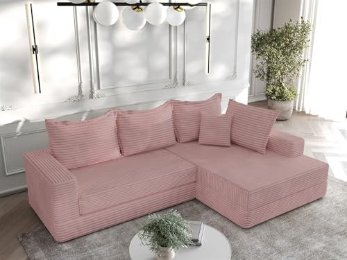 Fun Möbel Ecksofa Couchgarnitur Sofa Oskar (Altrosa, Seite Rechts)