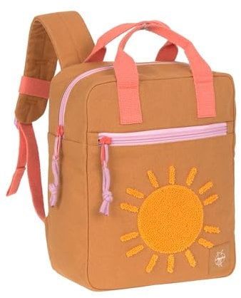 LÄSSIG Kindergartenrucksack mit Brustgurt Kindertasche wasserabweisend/Little One & Me Square Backpack Small caramel