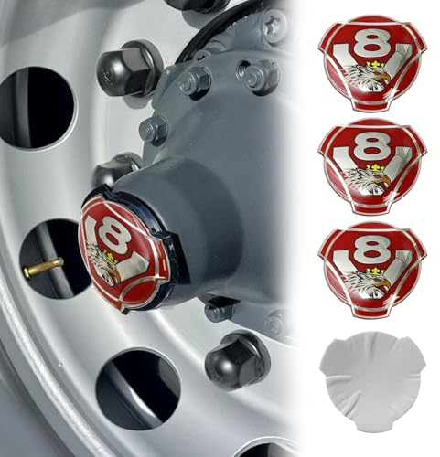 4 Stück Griffin mit V8 Aluminium-Aufkleber für Scania LKW-Felgen, Radnabenkappen, Abzeichen, Emblem, Aufkleber (rot)