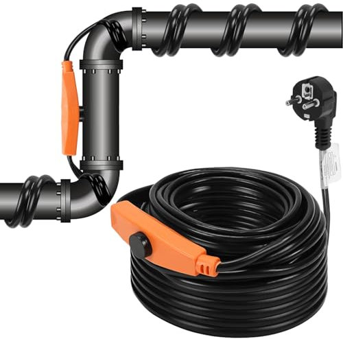 Fiqops Cavo riscaldante antigelo con termostato, 288 W, 230 V, IP68, cavo antigelo con interruttore automatico, nastro riscaldante per tubi dell'acqua in casa, piscina, stagno, 1 confezione
