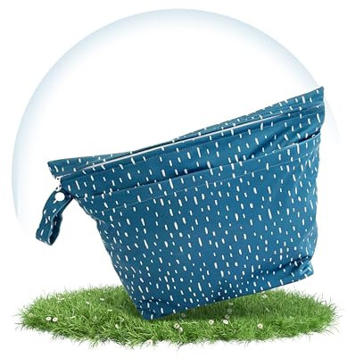 Hinzling Wetbag (Midnight Rain Duo) – 2 in 1 Nasstasche für saubere und dreckige Stoffwindeln – Nachhaltige Wetbags aus recyceltem Polyester – Wetbag für Kindergarten und Unterwegs