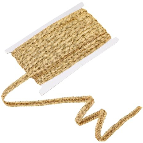 AHANDMAKER 15 Yards Gold Gimp Zopf Borte 5/8 Zoll Geflochtenes Polyesterband Gewebter Stoffbesatz Spitzenbesatz Dekorative Gimpenbesatz Verzierung Zum Nähen von Vorhängen Kostümzubehör