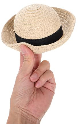 Garneck Mini Straw Hats for Crafts Miniature Straw Hats for Mini Doll 5.5'' Knitting Straw Hat for DIY Pets Craft Accessories Mini Straw Hats Doll Ornaments Party Decoration