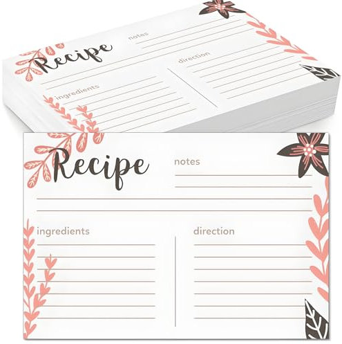 HSYTEK 15 * 10cm Rezeptordner zum Beidseitigen Beschreiben, Rezeptbuch zum Selberschreiben, 50 Blätter Rezeptkarten Set, Rezeptkarten zum Festhalten von Leckeren Rezepten und Kochtipps