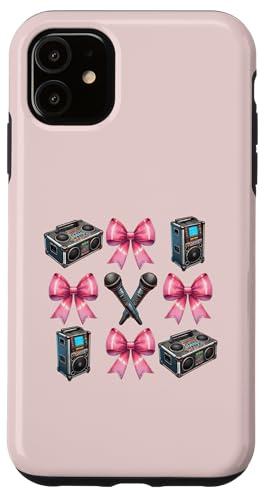 Coquette Bow Karaoké Chanteur Micro Haut-parleurs Fille Maman Rose Coque pour iPhone 11