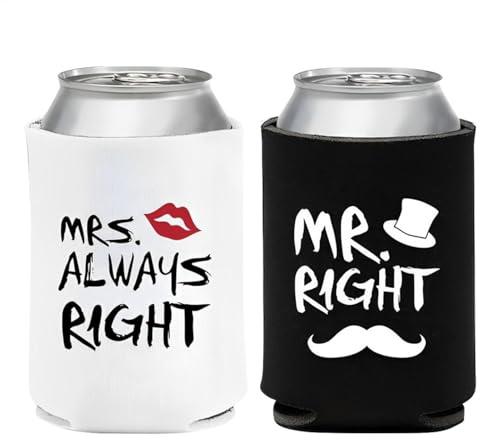 Bier kann kühlere Ärmel - Paar trinken isolierte Wrap, MR & Mrs Neopren Sleeves | Anti-Rutsch-Getränkehalter für alkoholfreie Getränke, Flaschen, Brille, perfekt für Picknick, Camping, Partys im
