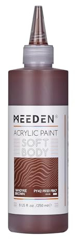 MEEDEN Vandyke Braun Acrylfarbe: Matt Finish 250ml Soft Body Künstlerfarbe in ergonomischer Flasche - Fließfarbe für Leinwandmalerei Künstler & Erwachsene Künstler & Erwachsene