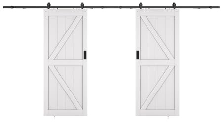 Vente-unique-Doppel-SchiebetÃ Â ÂÂ Ã Â ¼r mit Laufschienensystem - Holz & MDF - WeiÃ Â ÂÂ Ã Â ÂÂ - 2 x 205 x 83 cm - NEFARA
