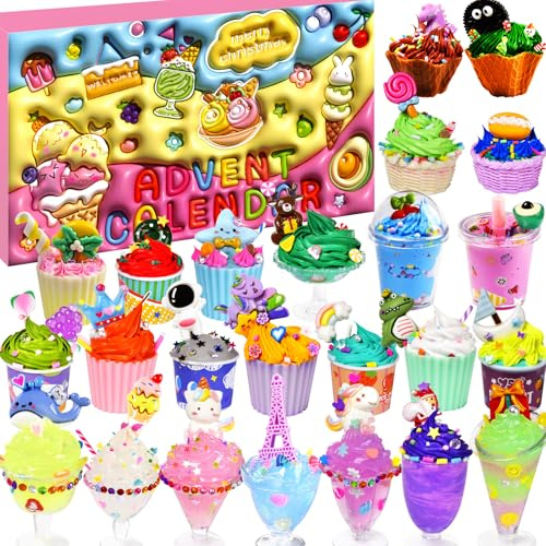 Adventskalender 2025 für Mädchen, Eisbecher-Adventskalender für Kinder, 24Pcs Weihnachts Countdown Kalender