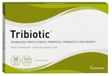 Plameca Tribiotic – Probiotici e Prebiotici per Intestino, con Postbiotico – Formula 3 in 1 – Fermenti Lattici Adulti – 30 Compresse per 30 Giorni