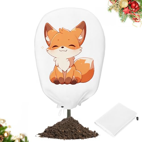 PATWING Pflanzenschutz Winter, Winterschutz für Kübelpflanzen, 80g/m² Frostschutz Pflanzen mit Reißverschluss Zugband für Kübelpflanzen, Olivenbaum, Palmen (160x180cm, Fuchs)