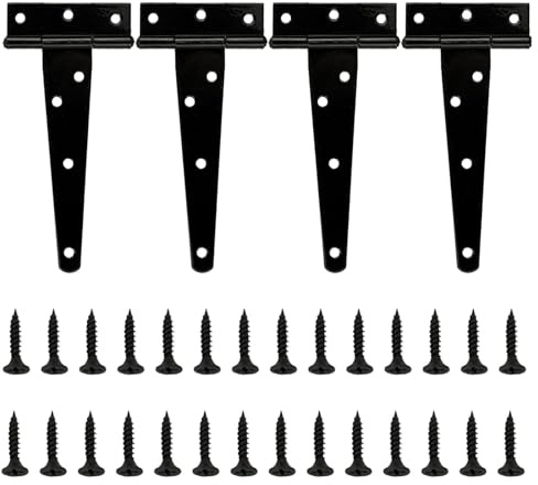 4 Stück T-Scharniere Schwerlast 7 Löcher Edelstahl Schwarz