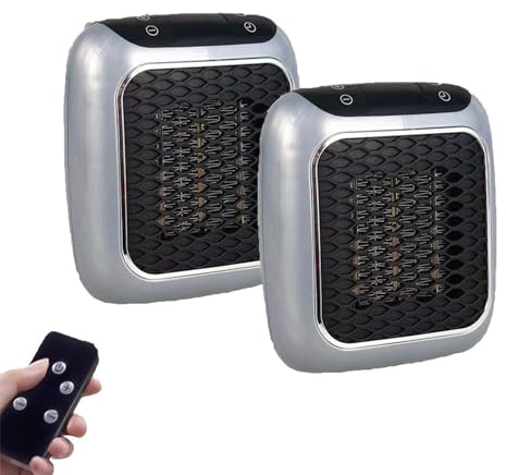 Calefactor De Pared De Cerámica Heatflash Enchufable, Calefactor Eléctrico Portátil for Interiores, Con Control Remoto, Calentamiento Rápido En 3 Segundos, Elemento Calefactor Ptc(2PCS)