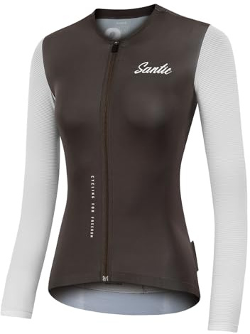 Santic Radtrikot Damen Langarm Fahrradtrikot Rennrad Trikot Atmungsaktiv Fahrrad Shirt Frauen Radfahren Top Mit Rückentaschen