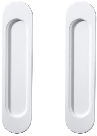 Cyberwork 2 Piezas Tiradores de Puerta Corredera Ovalados Autoadhesivos, Tirador Puerta Corredera Aluminio, No requiere Perforación, Adecuado para Armarios, Puertas Correderas Ventanas, 148m (Blanco)