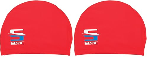 SEAC Lycra JR Gorro de Piscina para niños en Lycra, Unisex niños, Rojo, Small (Paquete de 2)