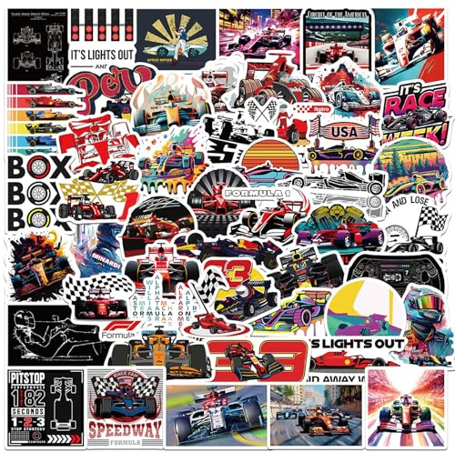 formula 1 gifts formula 1 car Sticker Mega Pack for Laptops Water Bottles Helmets Luggage Scrapbooks DIY Projects for Fans, Teen Racers, Mechanics, Gift for Race-Day Enthusiasts or Motorsports Collect