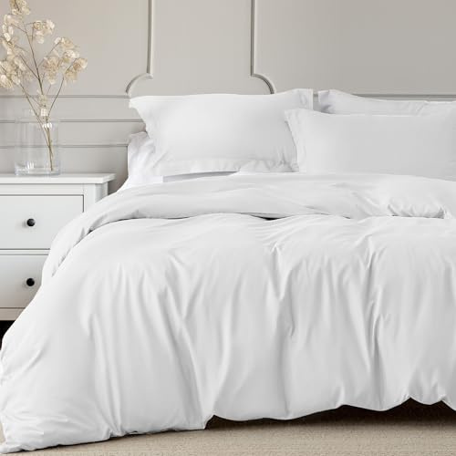 Linens World 200 Thread Count 100% Egyptian Cotton Duvet Quilt Cover Bedding Sets with Pillow cases (White, Super King)