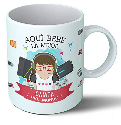Planetacase - Taza Gamer - Regalo Original Gamers Jugadores Videojuegos Consola - Cerámica 330 mL - Taza Desayuno Apta para Microondas y Lavavajillas - Resistente a Lavados - Gamer (La)