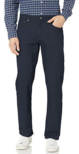 Amazon Essentials Men's Relaxed-Fit 5-Pocket Stretch Twill Trousers, Navy, 38W / 32L