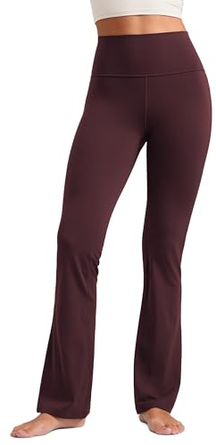 CRZ YOGA Women's Butterluxe Flared Leggings - 33.5 High Waist Bootleg Trousers Bootcut Soft Casual Yoga Pants with Pockets Ripe Plum 10