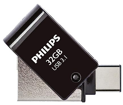 Philips 2-in-1 OTG Edition Ultra Speed USB-C/USB 3.1 duales USB-Flash-Laufwerk USB-Stick 32 GB für PC, Laptop, Computer, (Android) Smartphone, Tablet, Ultra Small, Lesegeschwindigkeit bis zu 180 MB/s