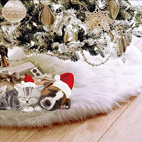 UHAPEER Faldas Arbol Navidad Felpa de Decoración, Ornamentos Vacaciones Chrismas Parte, Blanco (78cm)