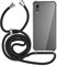 MyGadget Handykette + TPU Hülle für Huawei P30 mit Handyband zum Umhängen - Handyhülle mit Kordel Schnur Band Case Schutzhülle - Schwarz