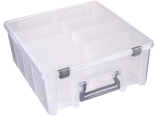 AB Designs Super Satchel Double Deep - Caja con compartimentos de gran profundidad, almacenamiento de arte con 8 compartimentos extraíbles, cierre inteligente para suministros de manualidades