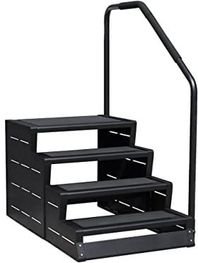 Wellis Swim Spa Treppe Einstiegstreppe mit Handlauf Einstiegshilfe für Swim Spas Schwarz