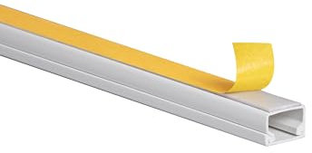 KOMIB 10M Kabelkanal - Kabelkanäle/Weiß - Reinweiß (RAL - 9010) / Selbstklebend/Fertig für die Montage/Länge = 1 Meter (15 x 10 mm - 10 x 1M)